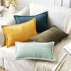 MIULEE Mint Green Corduroy Lumbar Pillow Covers 12x20 Inch 12x20 Inch with Splicing Set of 2 Soft Boho Pillow Covers Broadside Decorative Textured Summer Pillowcases for Couch Bed Livingroom