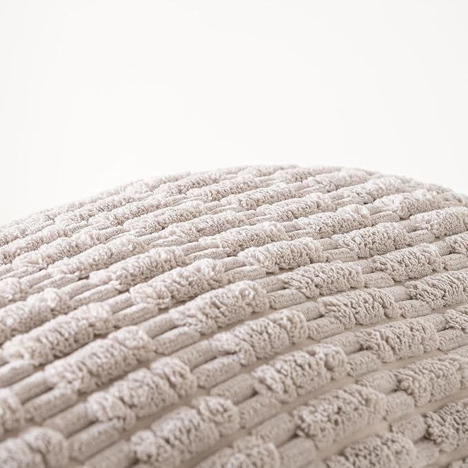 Fancy Homi Taupe Long Lumbar Decorative Throw Pillow Covers 14x36 Inch for Bed Couch Bed Sofa, Rustic Farmhouse Boho Room Decor, Soft Striped Corduroy Rectangle Cushion Case 35x91 cm
