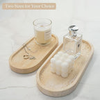 WORHE Marble Vanity Tray 11.8" x 5" Italy Natural Travertine Stone Decorative Trays for Jewelry Candles Perfume, Countertop Storage Organizer for Bathroom Dresser Kitchen Home Decor Beige (WH033)