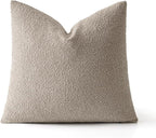 MIULEE Textured Boucle Throw Pillow Cover Light Brown Accent Solid Eruo Sham Pillow Case Decorative Soft Pack of 1 Couch Cushion Chair Sofa Bedroom Livingroom Home Decor,24x24 Inch