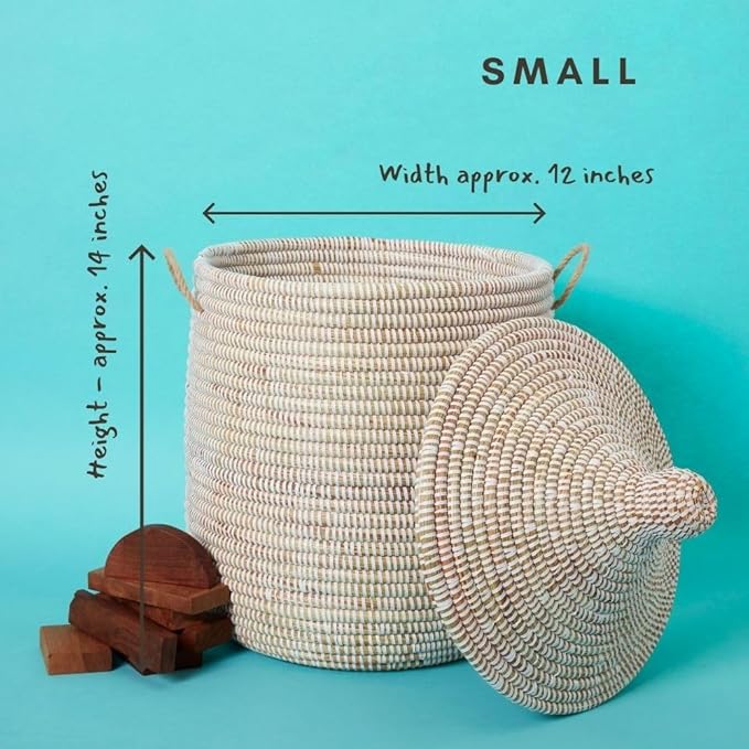 Wicker Basket, Storage & Organization, Home Decor, Laundry Hamper, Baby Nursery Toys Bin, Blankets Storage Living Room, Bathroom Towels Holder, Woven, Round, Lid, Handles, White, Tall, Large