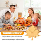 AWIZOM Maple Leaf Charcuterie Boards Thanksgiving Wooden Serving Platter Bamboo Serving Tray Sectional Fall Leaf Wood Dish Plate for Halloween Autumn Harvest Party Supplies,14.17x14.17x0.59 Inch