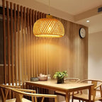 18inch Bamboo Rattan Pendant Light, Hand-Woven Wicker Boho Hanging Ceiling Lights Fixture, Beige Pendant Lamp Rustic Farmhouse Chandelier for Kitchen Island, Dining Room, Bedroom, Living Room
