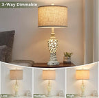 26" Farmhouse Table Lamp - 2 USB A+C 3-Way Dimmable Touch Lamps with Nightlight for Living Room Bedroom Lamp Bedside Nightstand Lamps (Bulb Included)