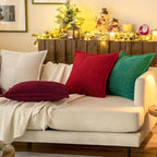 MIULEE Christmas Decorative Lumbar Throw Pillow Covers for Couch Bed Livingroom 12x20 Inch Set of 2 Red Boho Accent Throw Pllows Broadside Striped Patchwork Soft Corduroy Pillowcases