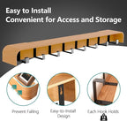Coat Rack Wall Mount with Hidden Hooks Entryway Hanging Shelf Modern Wood Coat Hanger for Bedroom Kitchen Hallway Bathroom (Oak,32.7 Inch Long)