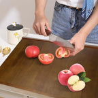 24" x 20" Reversible Wooden Pastry Board Wood Pasta Board with Lip Bread Board Cutting Board Chopping Board Pie Board with Engraved Ruler for Counter Top Kitchen-Brown