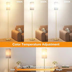 Ambimall Remote Control Floor Lamp, Stepless Dimmable, 64 Inches Tall, Include 9W Bulb, Standing Lamp for Living Room Bedroom Office (Light Beige & Gold)