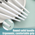 Lemeya Matte Black White Silverware Set for 6,Modern Stainless Steel Brushed Cutlery Set,30-Pieces Heavy Duty Flatware Set,Knives Spoons and Forks Set Utensils Set, Satin Finish, Dishwasher Safe