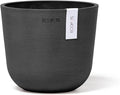 Ecopots Oslo Mini Durable Modern Round Indoor/Outdoor Recycled-Based Composite Flower Pot Planter, Dark Grey, 6"