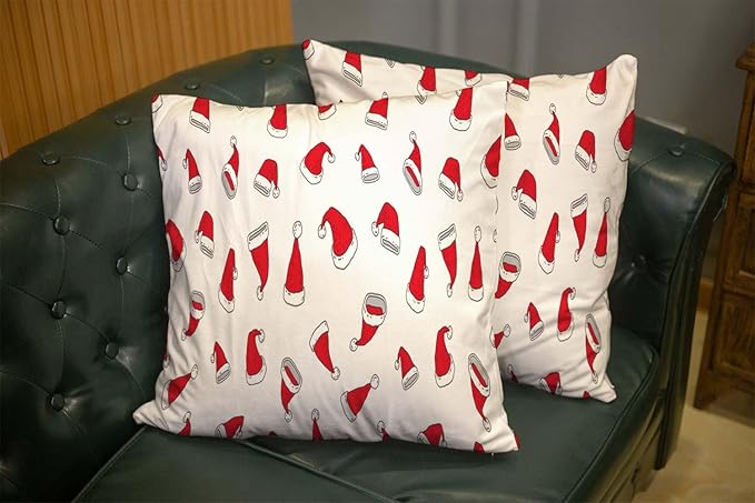 CAPSCEOLL 2PCS Red Soft Pillow Covers 16X16Inch Christmas Celebration White Winter Xmas Year Soft Throw Pillow Covers for Bedroom Sofa Living Room Bed Pillow Covers