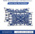 Decorative Throw Pillow Covers Set of 2 Blue Pillow Covers 12x20 inch Short Plush Floral Flower Throw Pillows,Farmhouse Cushion Covers Outdoor Pillow Covers for Couch Sofa Bed Living Room