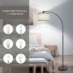 Floor Lamp for Living Room，Arc Floor Lamp with Adjustable Lamp Head Tall Pole Standing Lamp with On/Off Pedal Switch Over Couch Arched Reading Light for Bedroom Study Room 8W LED Bulb Included （Brown）