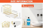 HarJue Toothbrush Holder, Luxurious Metal Toothbrush Toothpaste Holder with Marble Base for Bathroom, Multi-Slots Openwork Design, Bathroom Accessory for Storage and Organizer (Large, Gold)