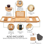 Temple Spring Wooden Bathtub Tray, Bamboo Bathroom Accessories, Bath Tray for Tub, at Home Spa Essentials, Board for Tub Table, Bath Caddy for Bathtub Accessories & Bathroom Essentials – Natural
