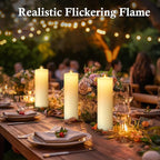 12" x 4" Large Outdoor Candles, Waterproof Flickering LED Flameless Candles with Timer, Battery Operated Candles with Remote Control Realistic Fake Pillar for Patio Porch Lanterns, Ivory 2 Pack