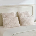 FUTEI Cream White Decorative Throw Pillow Covers 22x22 Inch Set of 2,Soft Fluffy Faux Feather Texture Cushion Cases,Modern Home Luxury Decor for Couch Bed Living Room