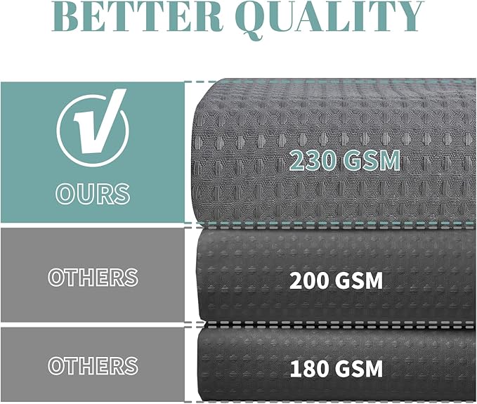Grey No Hook Waffle Weave Shower Curtain with snap-in Liner Replacement, 230GSM Waterproof Fabric Hotel Shower Curtain Set for Bathroom, Through Mesh Top Window,48Wx74H