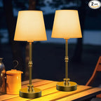 Rechargeable Table Lamp Cordless,5200mAH Battery Operated LED Lamp,3000K Stepless Dimming,Portable Touch Control Wireless Lamp for Dining Room Living Room Bedroom Restaurant Gold 2 Pack