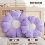 Flower Pillow, Lavender Daisy Flower Decorative Pillows for Bed, Cute 19.6" Flower Shaped Pillow with Soft Faux Rabbit Fur Dorm Home Decor Floor Seating Cushion
