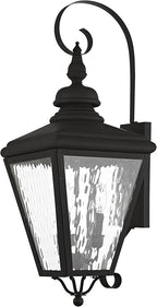 Livex 2033-04 Transitional Three Light Outdoor Wall Lantern from Cambridge Collection in Black Finish
