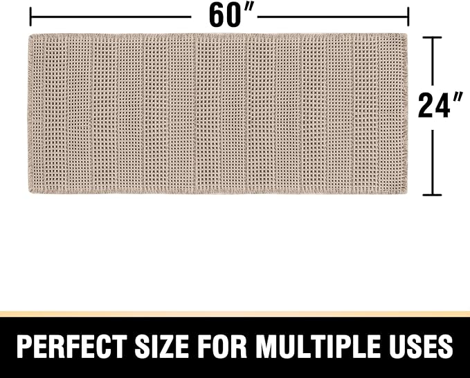 H.VERSAILTEX Waffle Bath Mat Super Absorbent Bathroom Mats Non Slip Bath Rugs for Bathroom Floor Machine Washable Dry Fast Bathroom Rugs for Beside Tub, 24" x 60", Irish Cream