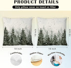 JINYO Rustic Christmas Tree Winter Pillow Covers 18x18, Farmhouse Christmas Decor, Rustic Xmas Winter Forest Nature Snowflake Throw Pillow Covers for Home Living Room Bedroom Set of 2