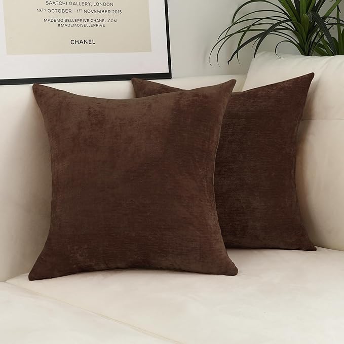 Jeneoo Coffee Brown Decorative Throw Pillow Covers Soft Chenille Comfy Long Lumbar Solid Couch Cushion Cases Decor (Set of 1, 14 x 36 Inches)