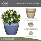 Classic Home and Garden Corinthian Resin Planter Pot - Outdoor & Indoor Plant Pot - Round Planter for Plants & Flowers (8” Ivory Ash, Pack of 1)