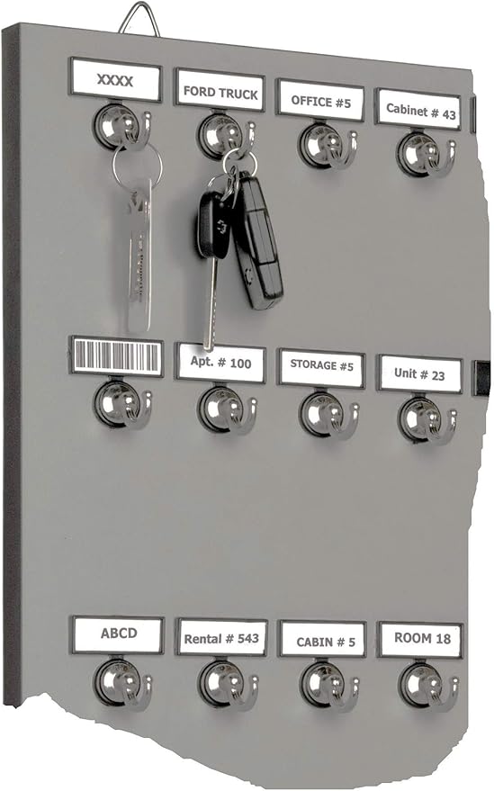 Key Hook, Key Rack #35MGN, 35 Extra Space Bolted Metal Hooks with 'Customize Name Plate', (35 Sets of Tag & Ring Included) - Made in USA