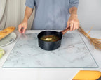 Glass Cutting Board 20”x16”: Tempered Glass Kitchen Counter Protector - Durable- Scratch-Resistant, Heat-Proof - Design 3 - Grey Marble Effect