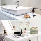 Gurygo 10" Bathroom Tray for Counter, Ceramic Vanity Trays for Bathroom, Small Rectangle Ceramic Trays, Kitchen Soap Ceramic Tray for Kitchen Counter, (Marble White, Set/1)