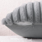 Pallene Faux Fur Plush Throw Pillow Covers 18x18 Set of 2, Luxury Soft Fluffy Striped Decorative Pillow Covers for Sofa, Couch, Living Room, Grey