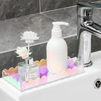 Iridescent Acrylic Bathroom Vanity Tray 7.9",Iridescent Soap Dispenser Decorative Scalloped Tray for Bathroom Kitchen Living Room Decor Colorful Vanity Perfume