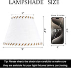 GO&SO 1 Pack White Linen Lampshades Natural Fabric Small Lamp Shades, 5"x9"x6.4" (Spider) with Stitched Brown Trim - Modern Rustic Bell Lamp Shades for Table Lamps, Wall Lamps, Bedroom, Living Room
