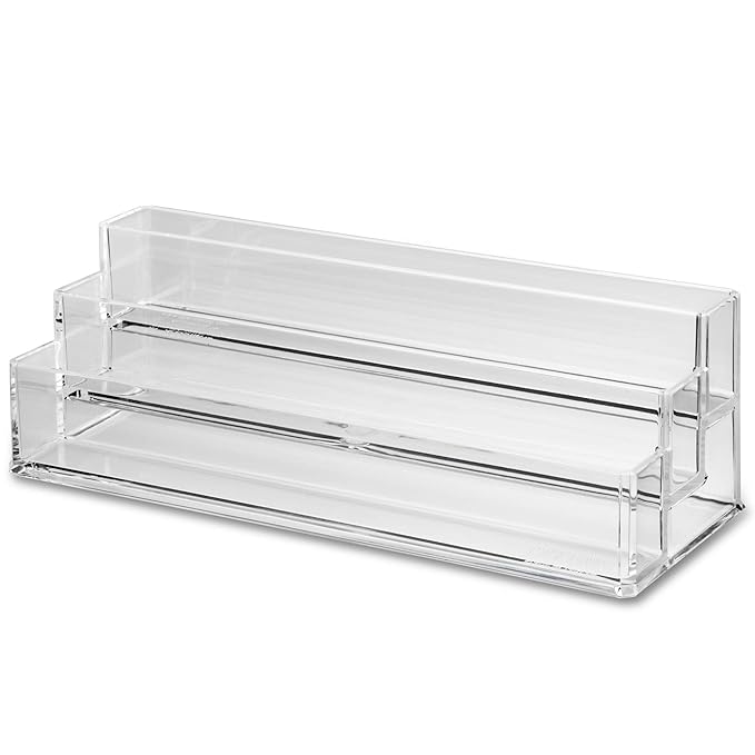 byAlegory Tiered Acrylic Eyeshadow Palette Makeup Organizer (Small Palettes, Compacts, Lipsticks, Lip Gloss, Eye Shadows, Cosmetics) | 3 Tier Cosmetic Storage (CLEAR)