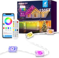 POOFZY Permanent Outdoor Lights for House,150ft RGB+IC Smart Outdoor Decor, 50 Scene Modes,App/Remote Control,IP67 Waterproof,for Christmas,Halloween,Daily & Holiday Party Decor,House Roof Lighting