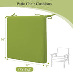 idee-home Outdoor Chair Cushions Set of 4, 17" x 16" Outdoor Seat Cushion Waterproof Patio Furniture with Ties, Dining Chair Pads