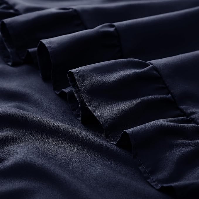 KKJIAF Ruffle Pillow Cases King Size Set of 2, Ruffled Pillow Covers with Envelope Closure, Wrinkle Resistant Ruffled Pillow Shams 20" x 36", Navy Blue