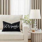 Sunkifover Let's Snuggle Decorative Lumbar Pillow Cover - 12x20 Inch Black and White Cotton Embroidery Throw Pillowcase for Bed, Bedroom, Living Room, Home Decor