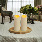 Homemory Outdoor Waterproof LED Candles, Battery Operated with Remote and Timers, Electric Fake Plastic Pillar Candles, Ivory White, Set of 2