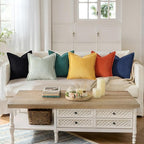 Mecatny Corduroy Throw Pillow Covers 18x18 Set of 2, Neutral Decorative Soft Boho Couch Pillow Covers with Broadside for Sofa Living Room, Black