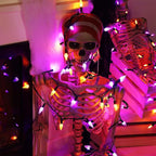 WATERGLIDE Halloween C6 String Lights, 33ft 100 LED Black Wire Fairy Lights with 29V Safe Adaptor, 8 Lighting Mode, Waterproof for Indoor Outdoor Patio Xmas Tree Party Decor, Orange & Purple