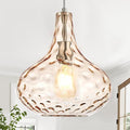 11" Amber Hammered Glass Pendant Light, Blown Glass Hanging Light Fixture with Brushed Nickel Finish, Vintage Modern Ceiling Light for Kitchen Island, Dining Room, Hallway, Living Room