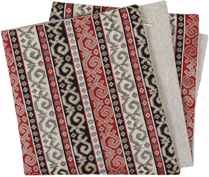 Tapestry Stylish Red-Black 22"x22" Pillow Cover Sham Cushion Case Ethnic Oriental Kilim Style Throw Decorative for Home Decor, Sofa, Couch, Porch, Patio, Veranda