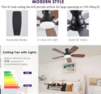 42inch Ceiling Fans with Lights, Low Profile Ceiling Fan with Light and Remote/APP Control, DC Reversible Motor, Noiseless, Flush Mount, Brown Ceiling Fan for Bedroom Indoor/Outdoor Use