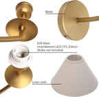 PERMO Vintage Wall Sconce Classic Sconces wiht Linen Fabric Shade Antique Gold Wall Sconces Hardwired Indoor Wall Lights for Living Room Bathroom Bedroom Hallway