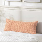 Fancy Homi Peach Long Body Lumbar Lumbar Decorative Throw Pillow Covers 14x36 Inch for Bed Couch Bedroom Bench, Soft Corduroy Rectangle Solid Pillow Case, Rustic Farmhouse Boho Room Decor