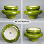 Ceramic Planters for Indoor Plants 11 Inch - Bonsai Plant Pots Outdoor, Large Planters for Indoor Plants, Green Planter with Drainage Hole, Flower Pot for Garden Decor, Gift for Women Men