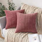 MIULEE Winter Pack of 2 Corduroy Soft Soild Decorative Square Throw Pillow Covers Cushion Cases Pillow Cases for Couch Sofa Bedroom Car 18 x 18 Inch 45 x 45 cm Cranberry Red